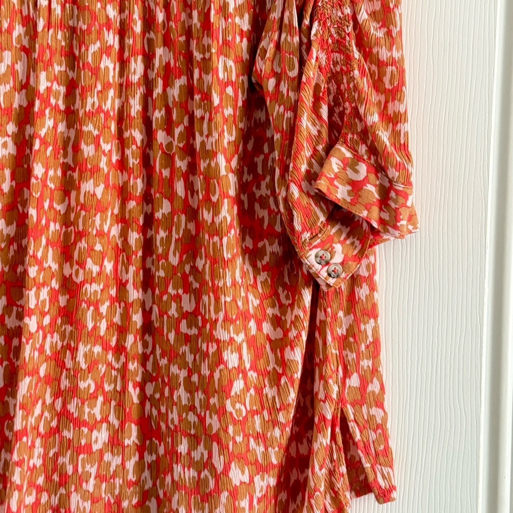 Democracy Orange Patterned Blouse 2x - image 7